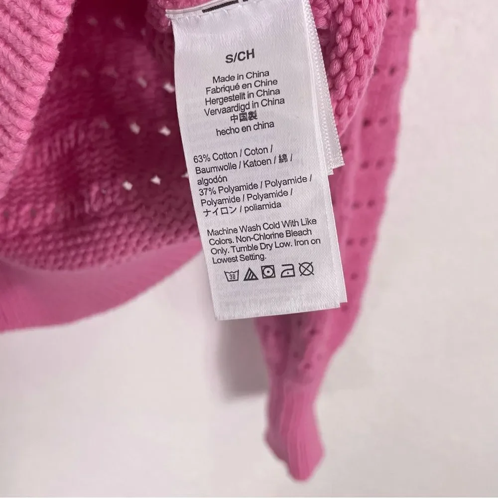 J. Crew Bubblegum Pink Cutout Hole Patterned‎ Pullover Sweater